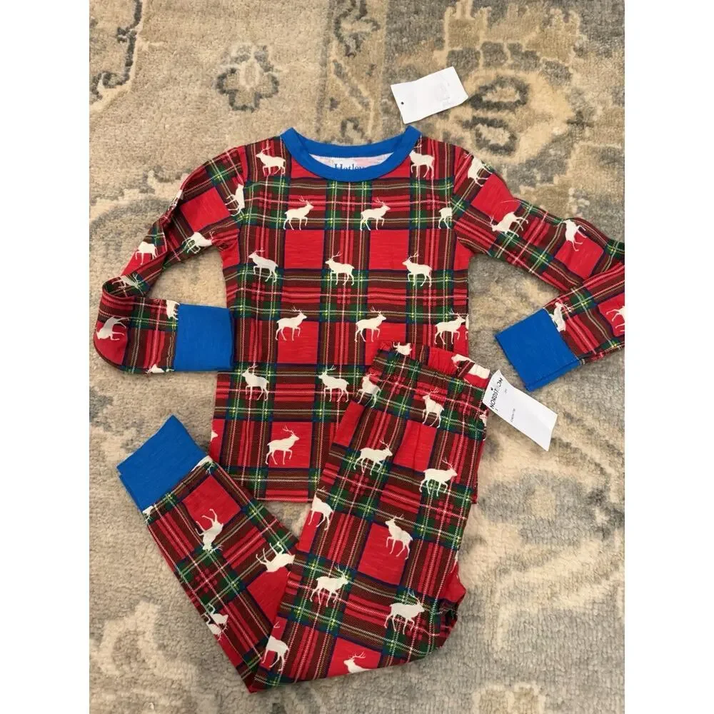 Hatley Boys Elk Plaid Pajama Set Sz 3 NWT